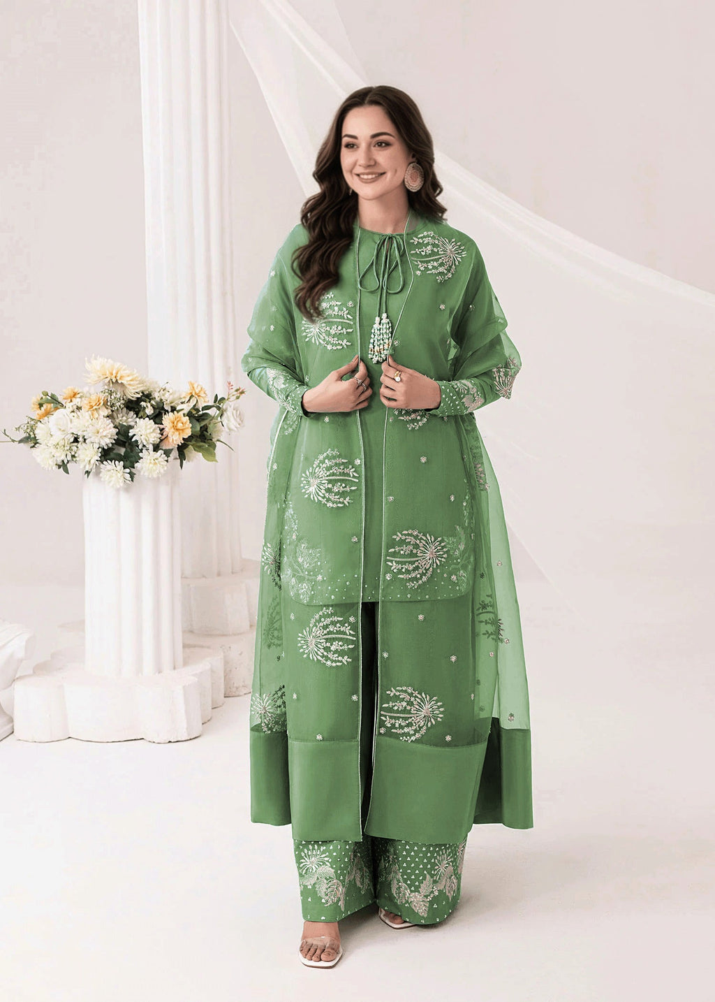 Embrose Embroidered - 3pc - Jade Green - Lawn