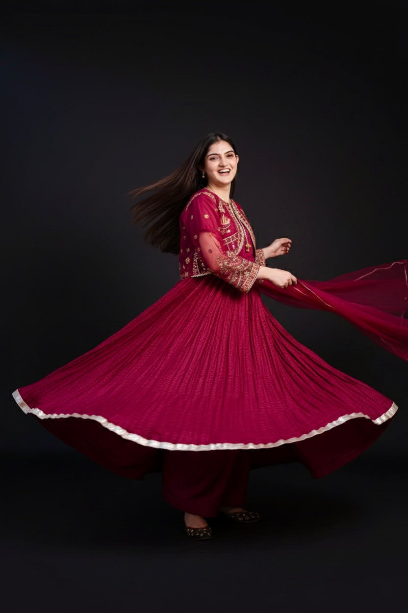 Huda-Maroon 3pc