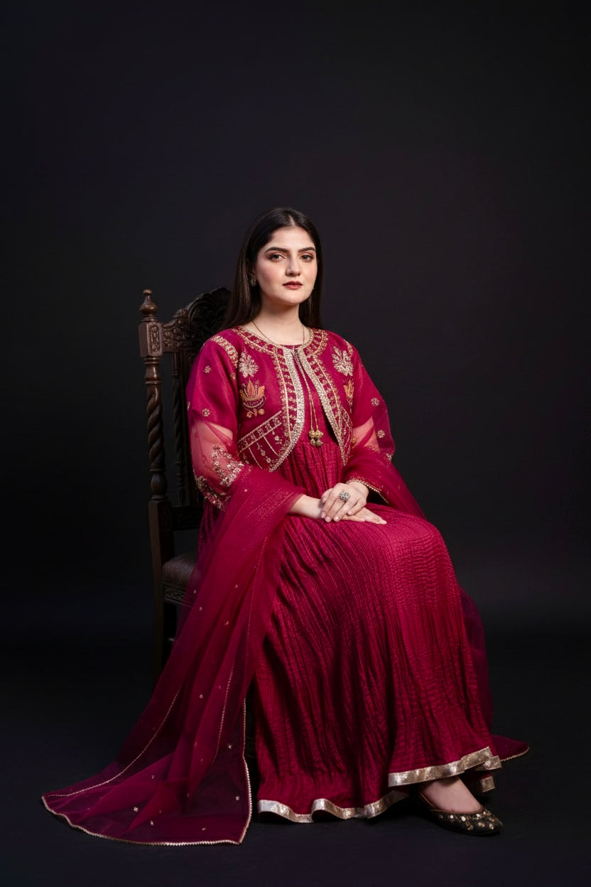 Huda-Maroon 3pc
