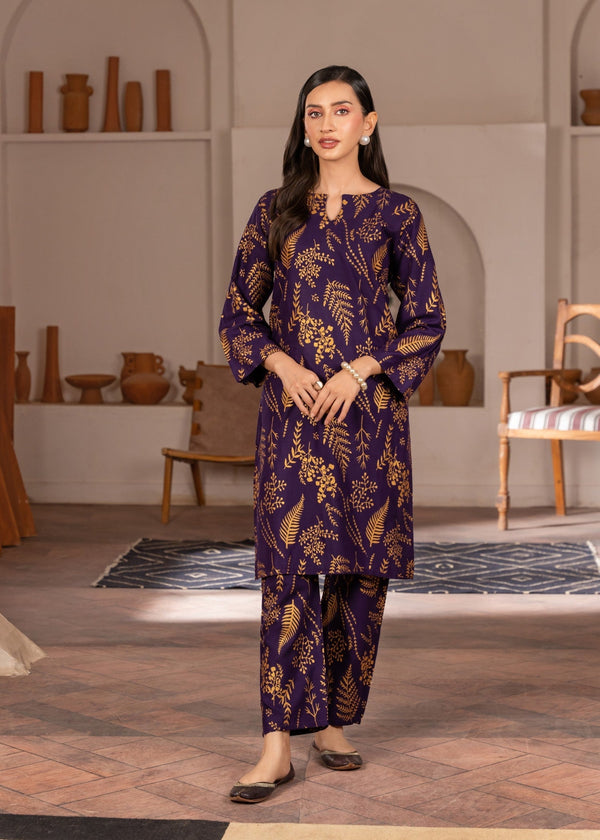 Floral Leaf Print 2Pcs Stitched