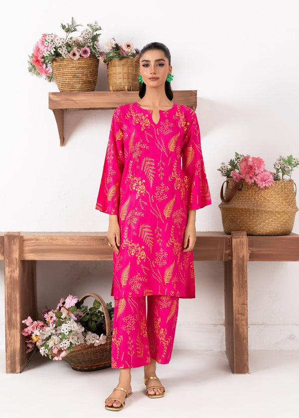 Floral Leaf Print 2Pcs Stitched