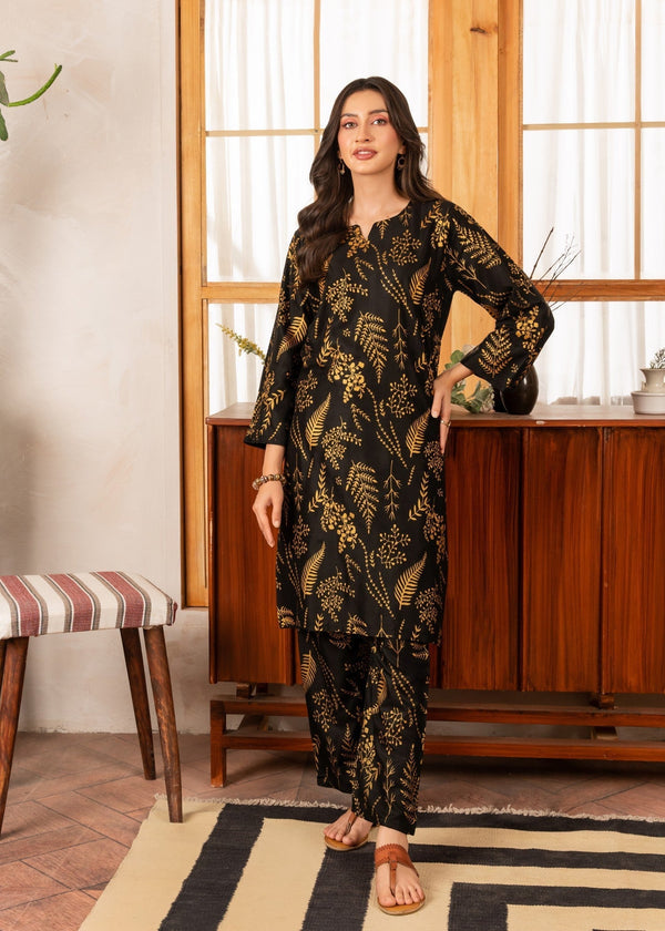 Floral Leaf Print 2Pcs Stitched